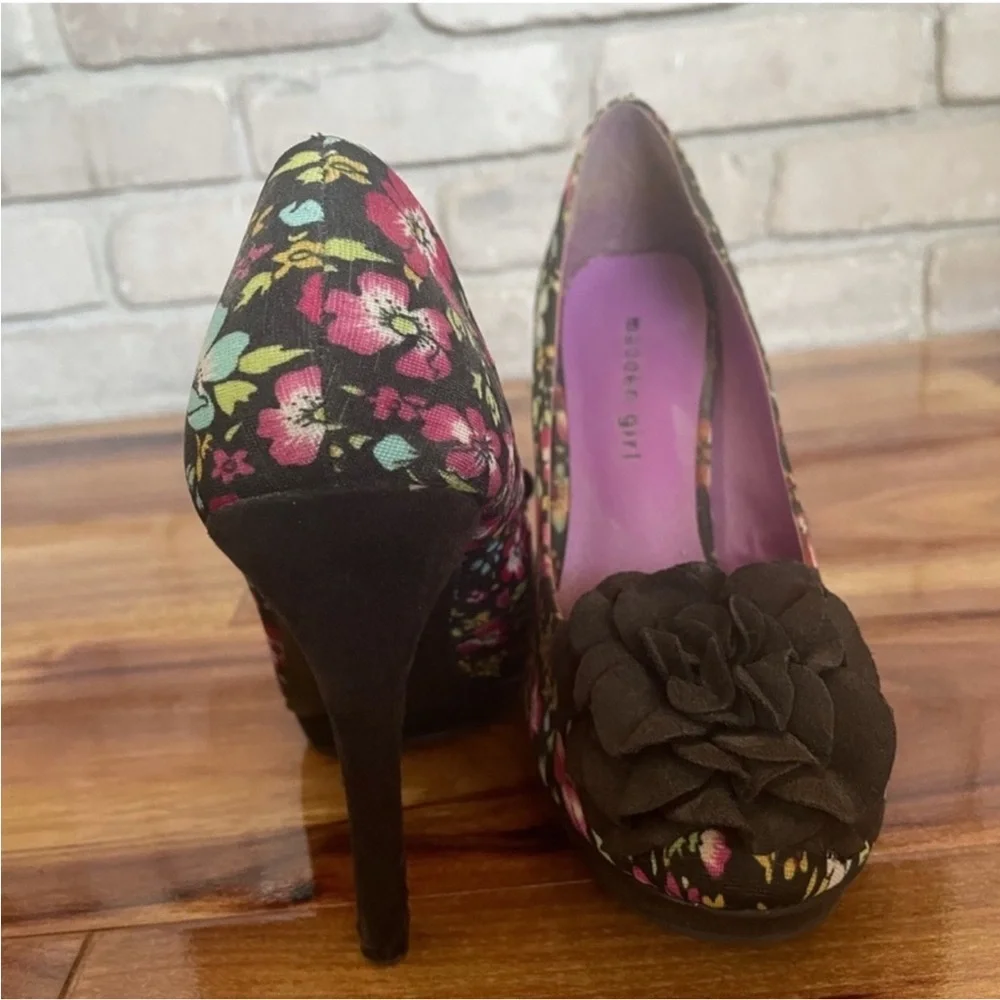 Madden Girl Black Floral Heels